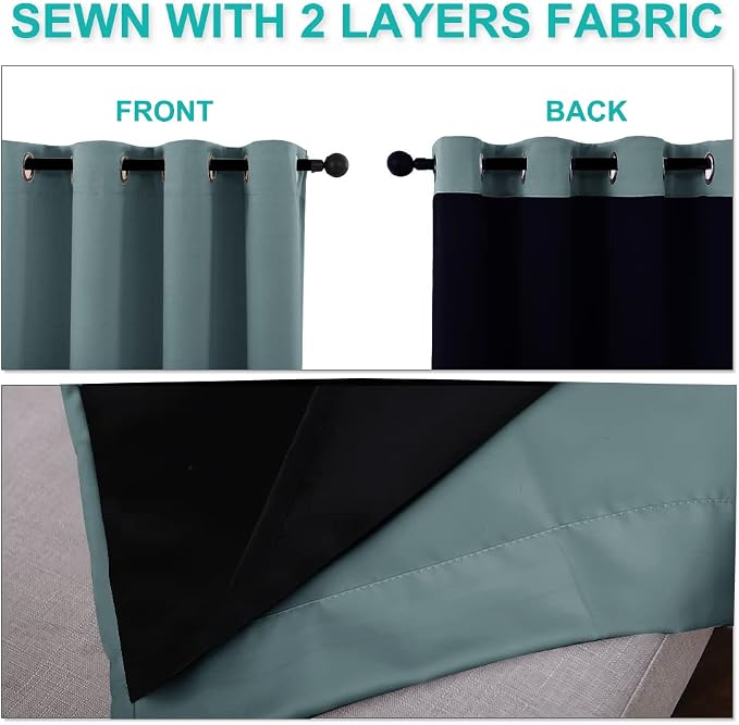 NICETOWN Greyish Blue Blackout Curtains 90 inches Long, Full Light Blocking - Image 5