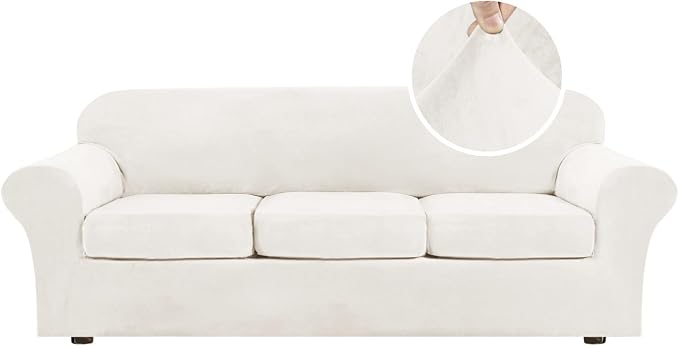 H.VERSAILTEX High Stretch Sofa Slipcover 4 Piece Cover Velvet Furniture by HVERSAILTEX