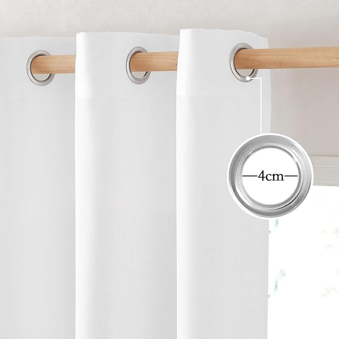 NICETOWN White Linen Curtains 72 inches Long, Grommet Privacy Window Treatments - Image 2