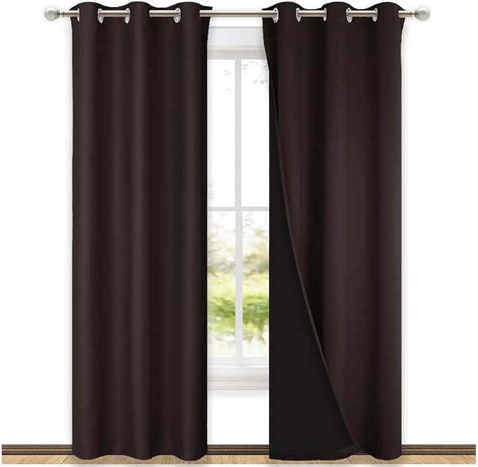 NICETOWN Full Shade Curtain Panels, Toffee Brown, Pair of Thermal Insulated & by NICETOWN