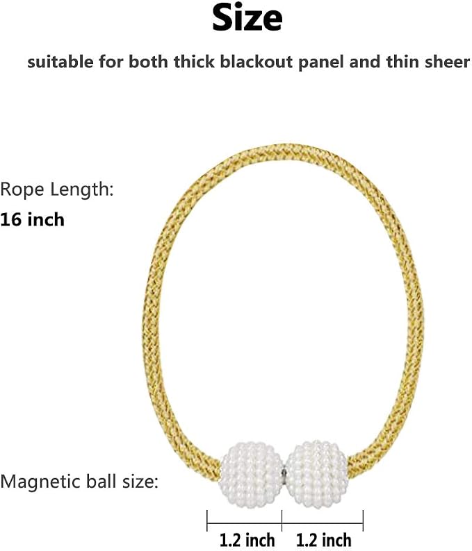 Melaluxe 6 Pack Magnetic Curtain Tiebacks, Decorative Curtain Holdbacks - Image 3