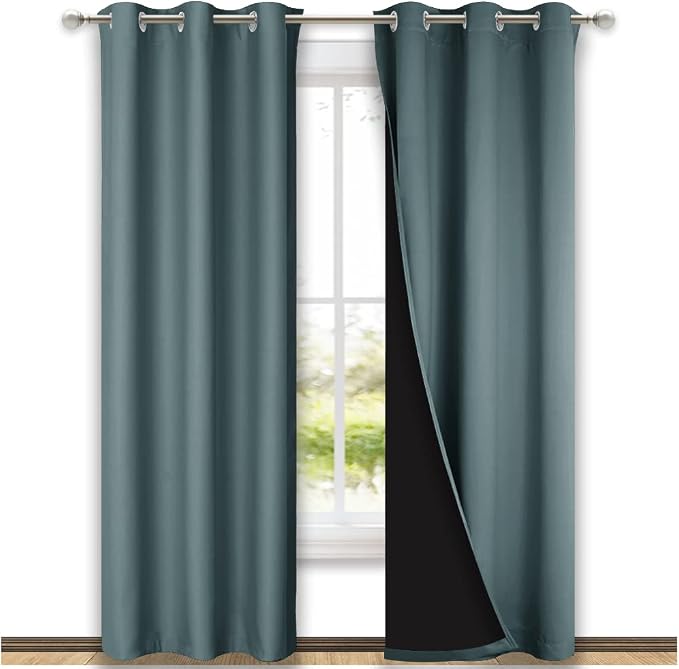NICETOWN Greyish Blue Blackout Curtains 80 inches Long, Full Light Blocking by NICETOWN