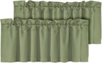 H.VERSAILTEX Blackout Kitchen Sage Green Curtain Valances, Short Window Valance by HVERSAILTEX