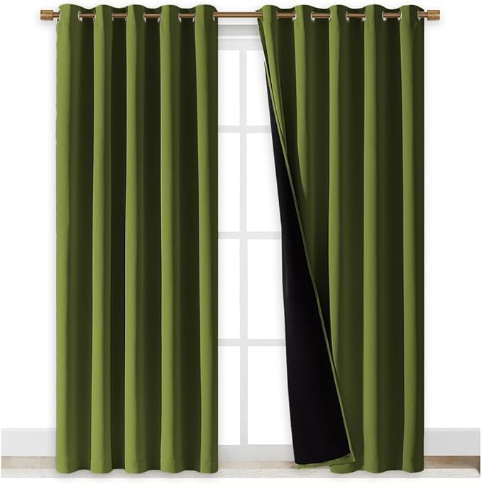 NICETOWN Full Shade Curtain Panels, Olive Green, 70 x 84 inch, Pair of Energy - Image 2