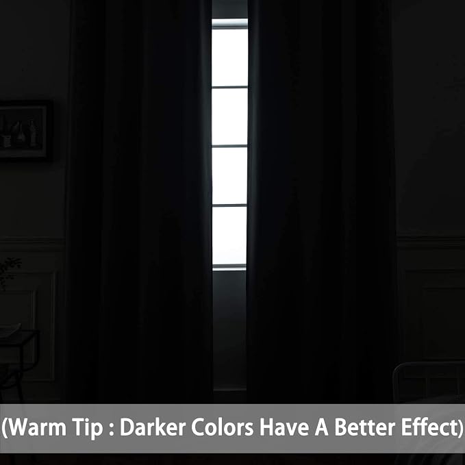 Yakamok Room Darkening Gray Blackout Curtains Thermal Insulated Grommet Curtain - Image 2