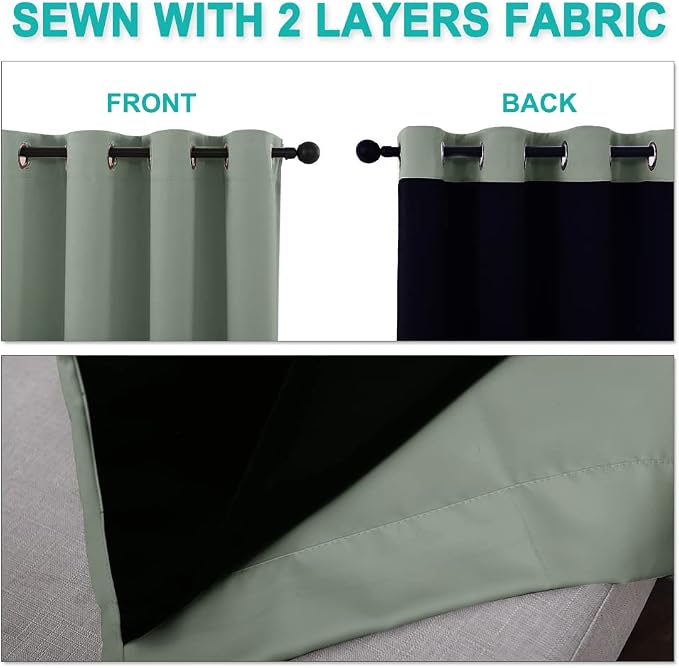 NICETOWN 100% Blackout Window Curtain Panels, Heat and Full Light Blocking - Image 4