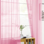 youleyar Solid Sheer Rod Pocket Curtain Voile Draperies 2 Panels White Beige - Image 4