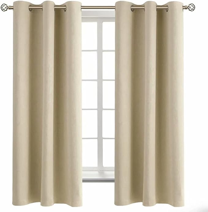 BGment Beige Room Darkening Curtains 63 Inches Long 2 Panels Set, Sunlight by BGment