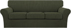 Turquoize 4 Piece Sofa Covers for 3 Cushion Couch Sofa Slipcover Soft Couch by Turquoize