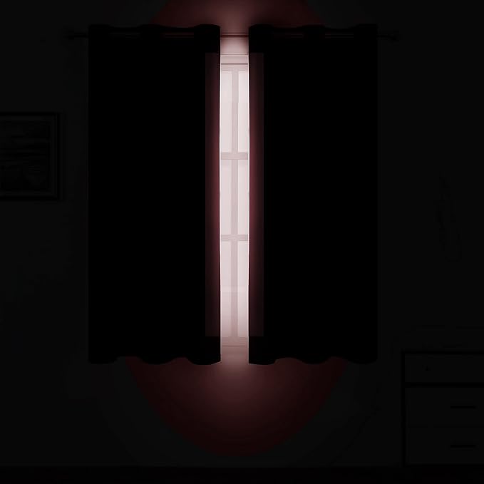 LEMOMO Burgundy Blackout Curtains 38 x 54 Inch Length/Set of 2 Curtain - Image 3