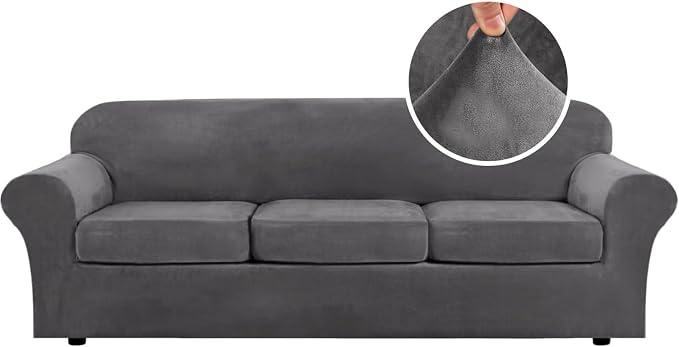 H.VERSAILTEX High Stretch Sofa Slipcover 4 Piece Cover Velvet Furniture by HVERSAILTEX