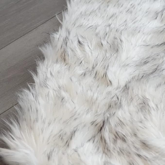 ORINOVA White and Grey 4X6 Faux Sheepskin Shag Fur Runner Rugs - Image 7