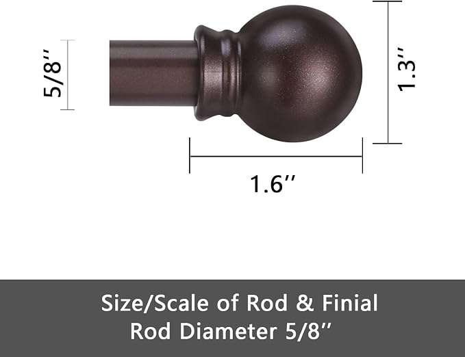GXOACKJ Curtain Rods for windows 32-48 inch, 5/8 inch Decorative Brown Splicing - Image 5