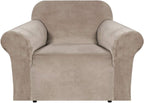 H.VERSAILTEX Stretch Velvet Armchair Cover Couch Covers 1 Cushion Chair by HVERSAILTEX