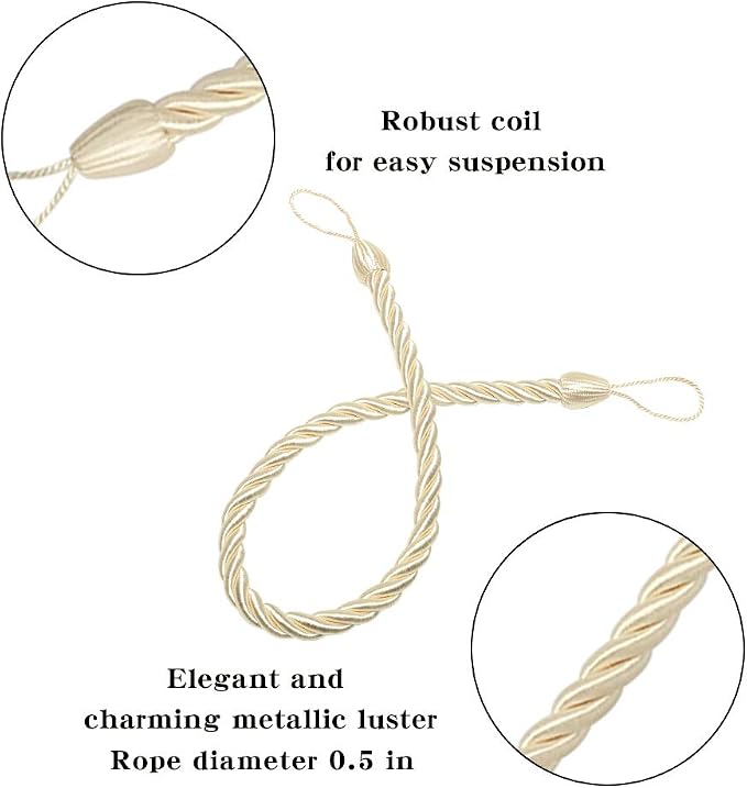 BEL AVENIR Curtain Ropes Tiebacks Tie-Backs, Curtain Handmade Holdbacks - Image 2
