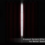 LEMOMO Blackout Curtains 52 x 120 Inch Long Burgundy Red Curtains Set of 2 - Image 3