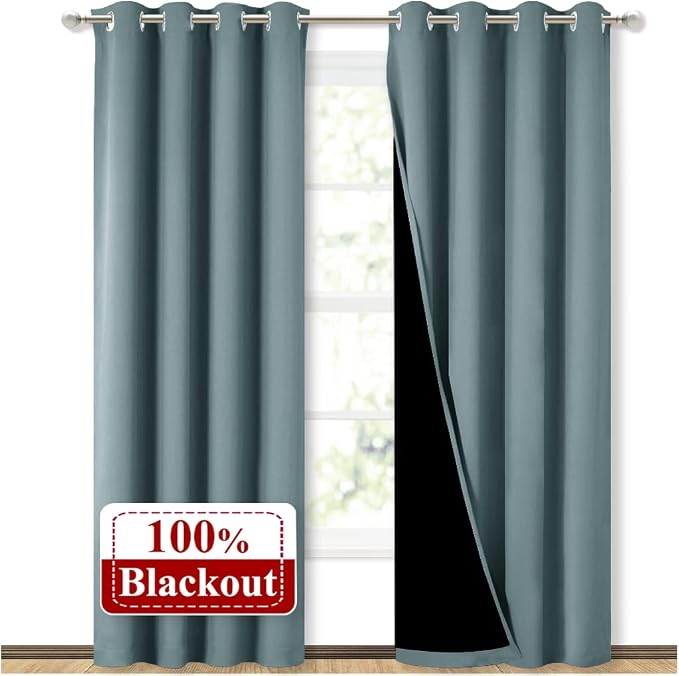 NICETOWN 100% Blackout Curtains 84 inches Long, Pair of Energy Smart & Noise by NICETOWN