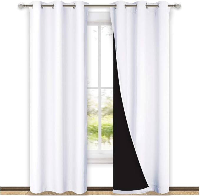 NICETOWN White Blackout Curtains 80 inches Long, Full Light Blocking Drapes by NICETOWN