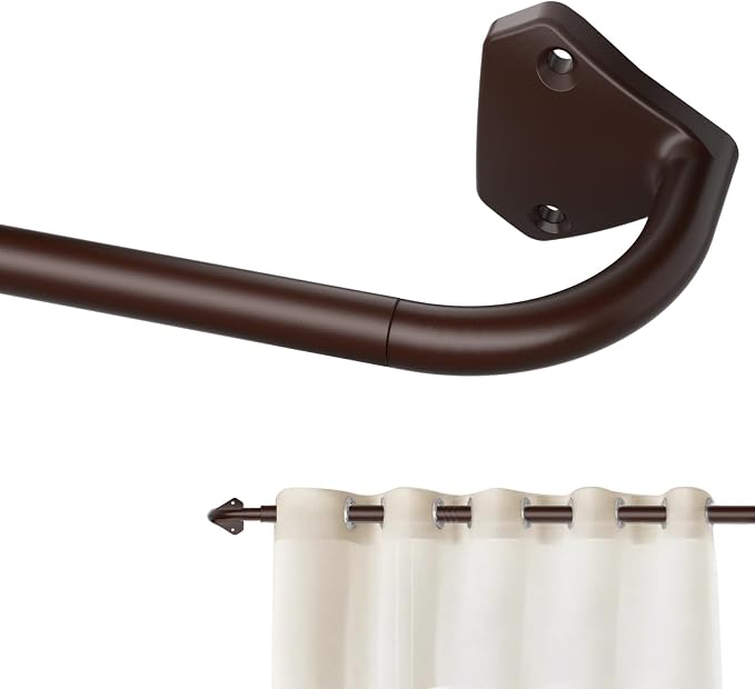 GXOACKJ Brown Curtain Rods for Windows 66 to 120 inch, 5/8 inch Adjustable Wrap by GXOACKJ