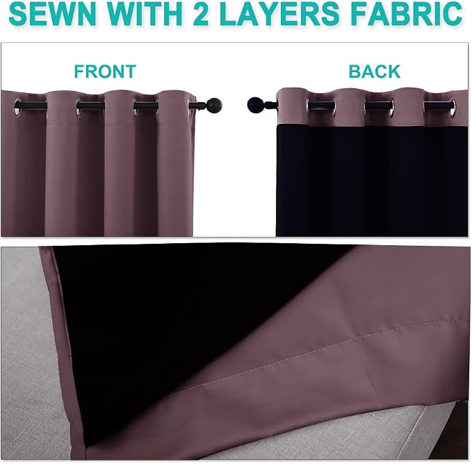 NICETOWN 100% Blackout Window Curtain Panels, Cold and Full Light Blocking - Image 5