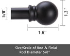 GXOACKJ Curtain Rods for windows 66-120 inch, 5/8 inch Decorative Matte Black - Image 5