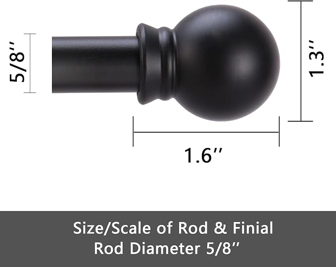 GXOACKJ Curtain Rods for windows 66-120 inch, 5/8 inch Decorative Matte Black - Image 5