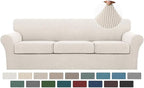 Turquoize 4 Piece Sofa Covers for 3 Cushion Couch Sofa Slipcover Soft Couch by Turquoize