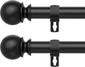 Black Curtain Rods for Windows 28 to 48 Inch, 2 Pack 5/8 Inch Diameter by Poskena
