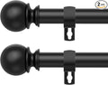 Black Curtain Rods for Windows 28 to 60 Inch, 2 Pack 5/8 Inch Diameter by Poskena
