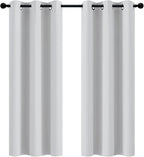 Yakamok Greyish White Curtains for Bedroom, Grommet Thermal Insulated Room by Yakamok