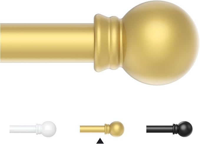 Thestoa Gold Curtain Rods for Windows 66-120 Inch, 5/8" Stainless Steel Small by Thestoa