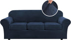 H.VERSAILTEX Modern Velvet Plush 4 Piece High Stretch Sofa Slipcover Sofa Cover by HVERSAILTEX