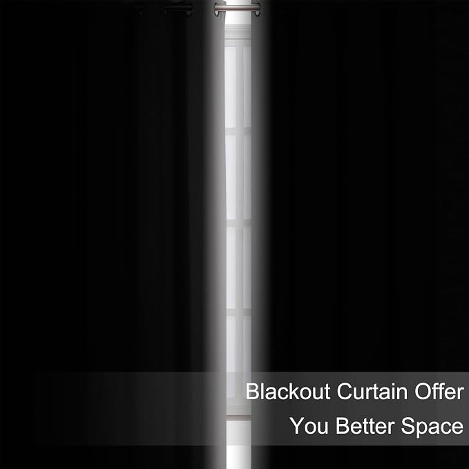 LEMOMO Blackout Curtains 52 x 90 Inch Long Light Grey Curtains Set of 2 Panels - Image 3