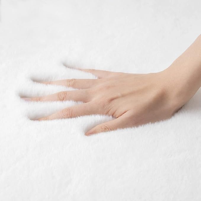 ORINOVA Fuzzy White Machine Washable Runner Faux Rabbit Furry Fur Rugs - Image 5
