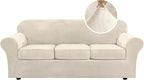 H.VERSAILTEX Modern Velvet Plush 4 Piece High Stretch Sofa Slipcover Furniture by HVERSAILTEX