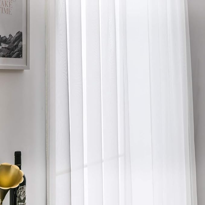 MIULEE 2 Panels Solid Color Sheer Window Curtains Elegant Window Voile - Image 5
