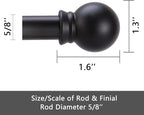 GXOACKJ Curtain Rods for windows 32-62 inch, 5/8 inch Decorative Matte Black - Image 5