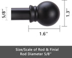 GXOACKJ Curtain Rods for windows 28-78 inch, 5/8 inch Decorative Matte Black - Image 5