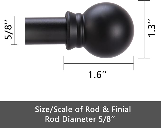 GXOACKJ Curtain Rods for windows 28-78 inch, 5/8 inch Decorative Matte Black - Image 5