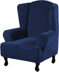 H.VERSAILTEX Wingback Chair Covers Velvet Plush Wing Chair Slipcover 1 Piece by HVERSAILTEX