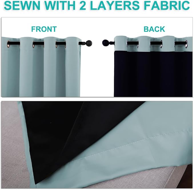 NICETOWN 100% Blackout Curtains 84 inches Long, Sky Blue, 52 inches Wide - Image 5
