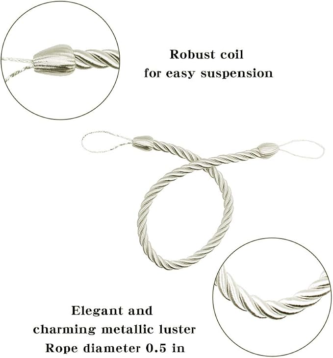 BEL AVENIR Curtain Tiebacks Ropes Tie-Backs, Handmade Curtain Holdbacks - Image 2