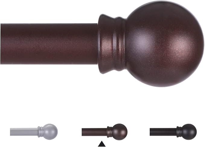 Thestoa Brown Curtain Rods for Windows 30-62 Inch, 5/8" Stainless Steel Small by Thestoa
