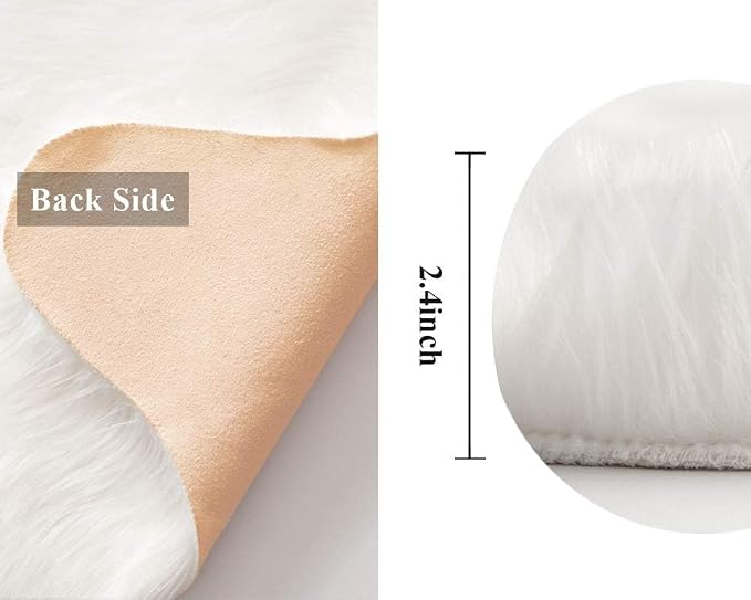 MIULEE Luxury Soft Fluffy Area Rug 3x5 Feet, Faux Fur Sheepskin Rug Decorative - Image 2