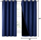 NICETOWN 100% Blackout Curtain Panels, Thermal Insulated Black Liner Curtains - Image 9