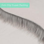 duduta Gray Faux Sheepskin Chair Seat Covers, Fluffy Shag Fur Throw Rugs Room - Image 4