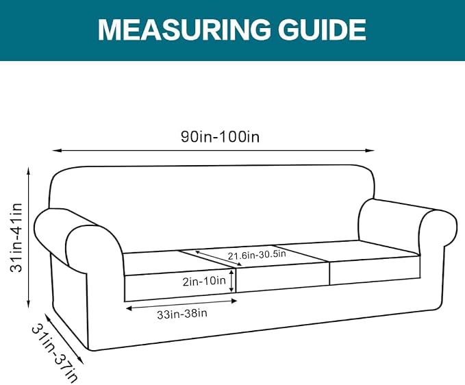 Turquoize 4 Piece Sofa Covers for 3 Cushion Couch Sofa Slipcover Soft Couch - Image 2