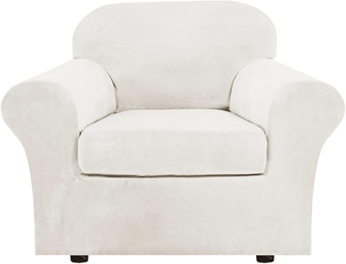 H.VERSAILTEX Rich Velvet Stretch 2 Piece Chair Cover Chair Slipcover Sofa Cover by HVERSAILTEX