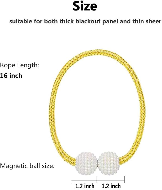 Melaluxe 4 Pack Magnetic Curtain Tiebacks, Decorative Curtain Holdbacks - Image 3