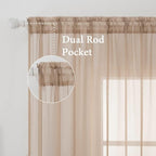 MIULEE 2 Panels Solid Color Sheer Window Curtains Elegant Window Voile - Image 2